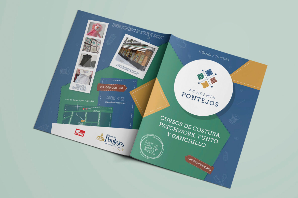 Diseño de folletos publicitarios para Academia Pontejos