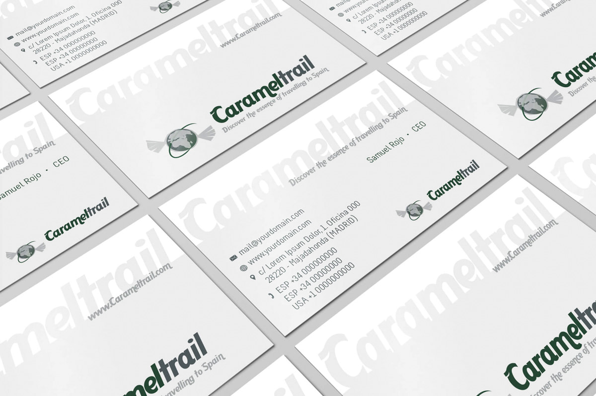Diseño de tarjetas de visita para la Agencia de viajes Carameltrail