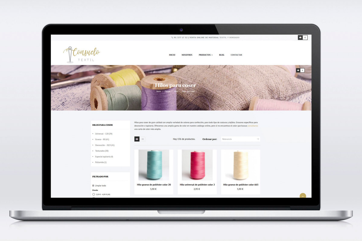 Diseño de Tienda online para Material Textil y de Bordado