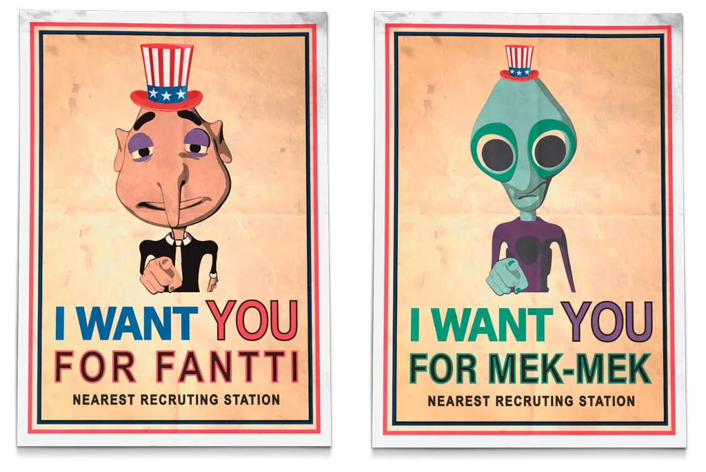 Versión del cartel "I want you" para el cómic Fantti y Pipoh